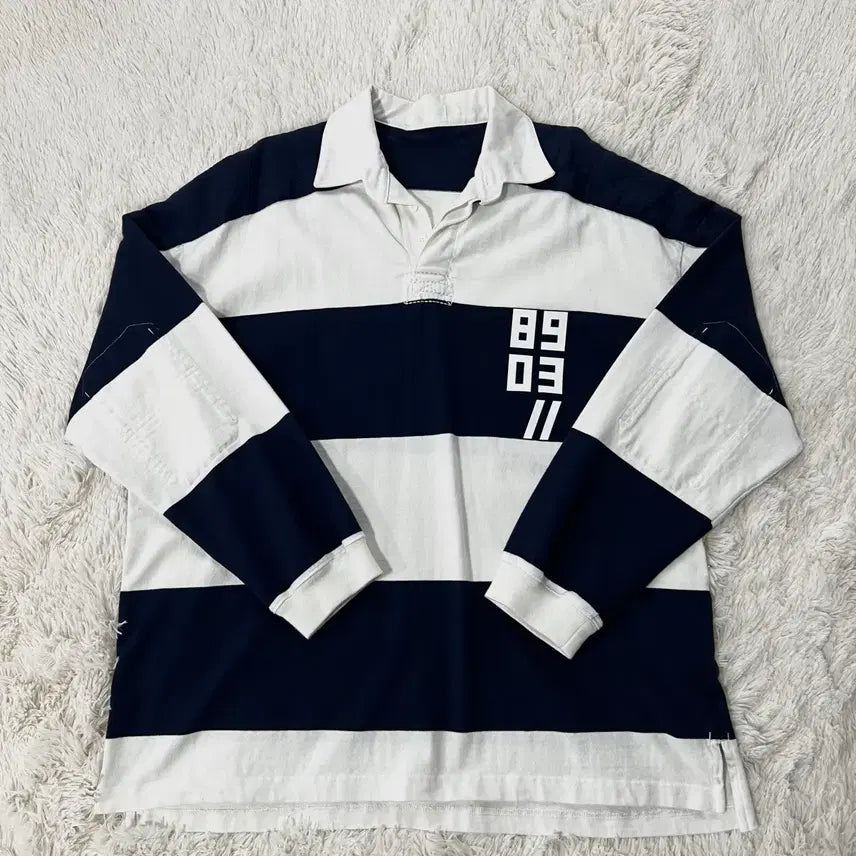 [BUNJANG] Beanpole Striped Rugby T-Shirt / 빈폴 스트라이프 럭비 티셔츠