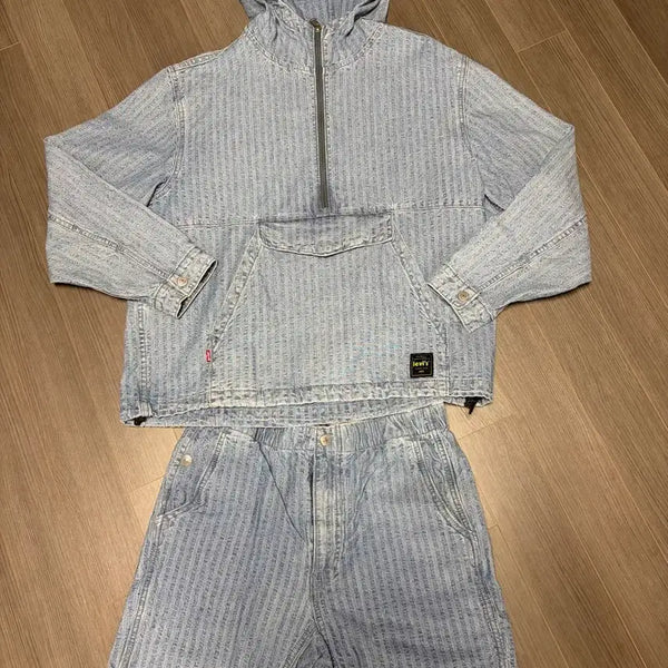 [BUNJANG] Levi's Denim Anorak Jacket & Boxer Shorts Set (Size S) / (S) 리바이스 데님 아노락 자켓, 박서 쇼츠 (셋업)
