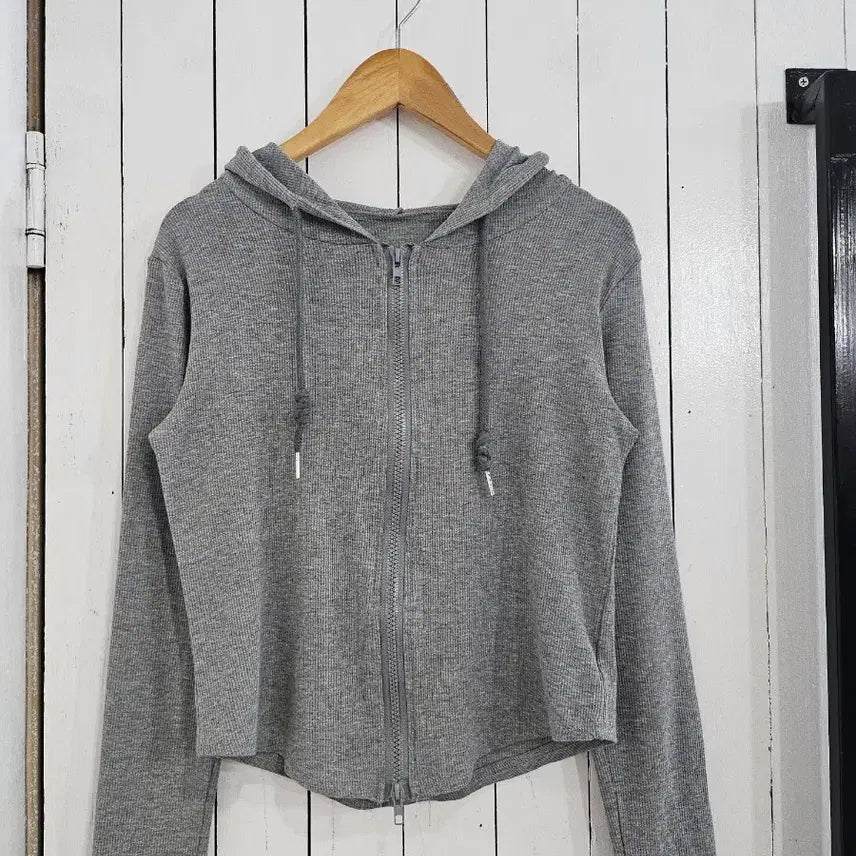 [BUNJANG] Women's Cropped Hooded Zip-Up Jacket (Free Size) / 여성 후드집업 free 긴팔 슬림 후드 스판 슬림핏 크롭 집업