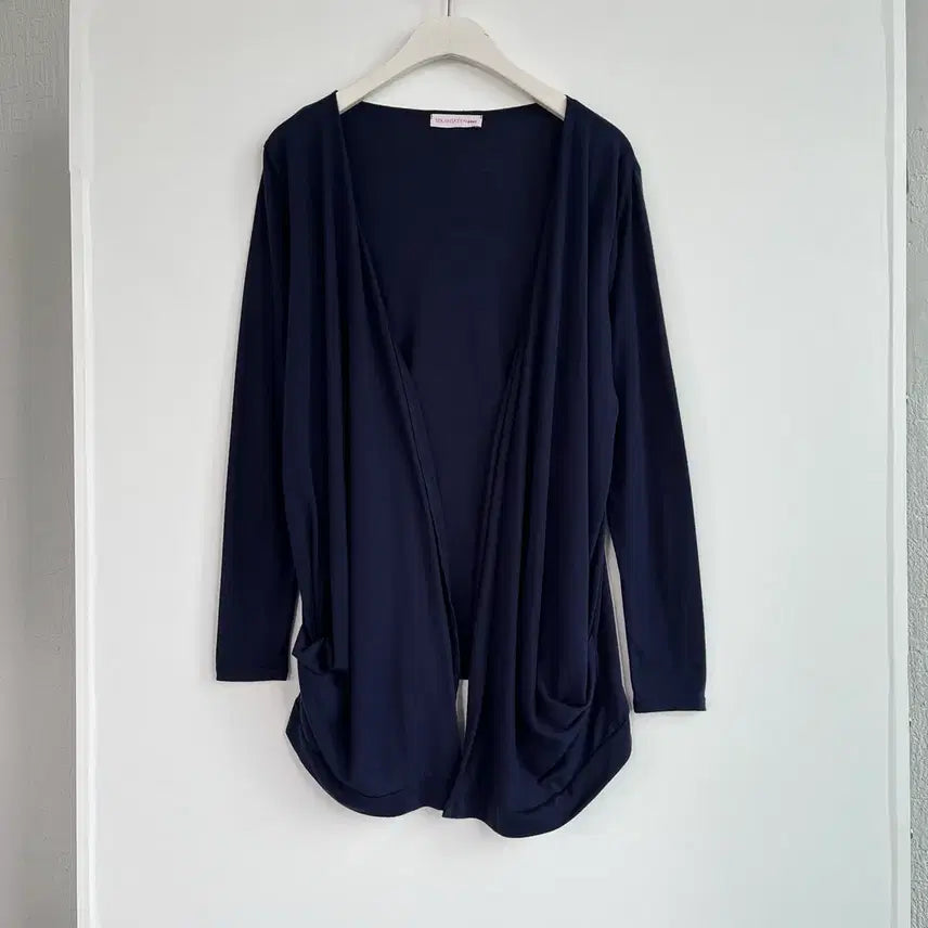 [BUNJANG] SEKANSKEEN BASIC Navy Purple Draping Knit Cardigan / SEKANSKEEN BASIC 네이비 퍼플 드레이핑 니트 가디건