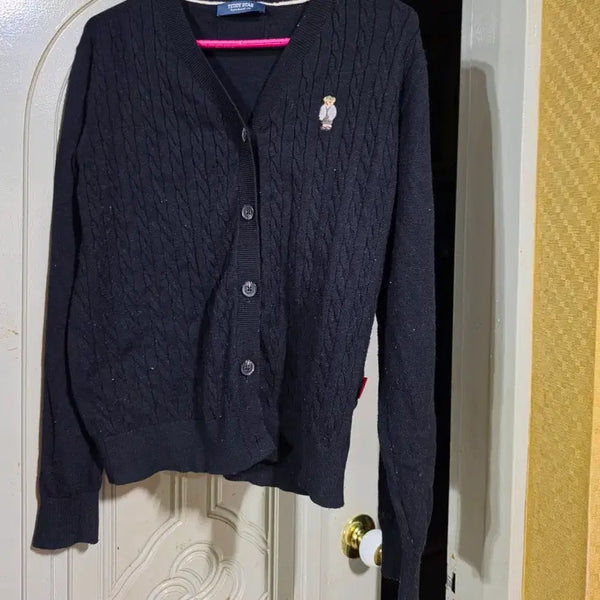 [BUNJANG] Tandybear Embroidered Cable Knit Cardigan (Free Size) / 탠디베어가디건