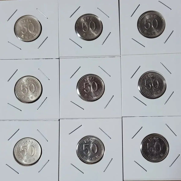 [BUNJANG] 1994-2009 50 Won Coin Bundle Set / 50원 동전 1994 1996 1997 2000 2002(2) 2003(2) 2009년 일괄