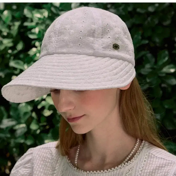 [BUNJANG] Nonlocal Amy Lace Sun Visor - White / 1회시착) 논로컬 화이트 레이스 캡모자 Amy Lace Sun Visor - White