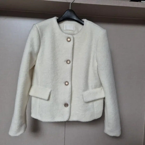 [BUNJANG] PUREDA Boucle Coat Jacket Ivory Quilted Lining / 프리)퓨어다 부클 코트 자켓 아이보리 안감 퀄팅 PUREDA