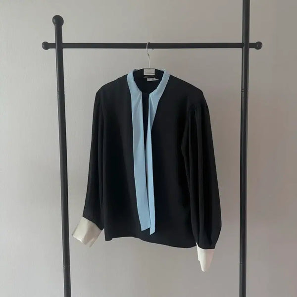 [BUNJANG] Sandro Black Ribbon Blouse / 산드로 sandro 블랙 리본 블라우스