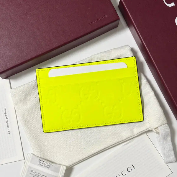 [BUNJANG] Gucci GG Rubber Effect Card Holder Lime / 구찌 GG 러버 이펙트 카드지갑