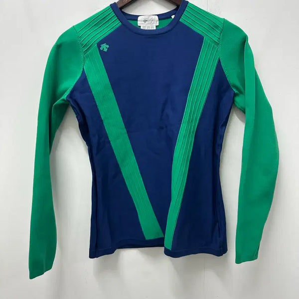 [BUNJANG] Descente Long Sleeve Knit Navy/Green Size 85 / [만원빈티지 최저가]데상트 긴팔 니트 네이비/그린 85
