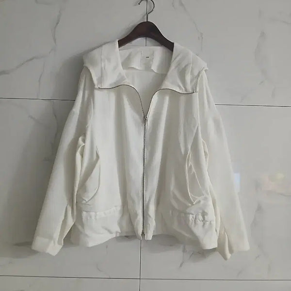 [BUNJANG] KUHO White Hooded Zip-Up Jacket / 구호 화이트 후드 집업 자켓