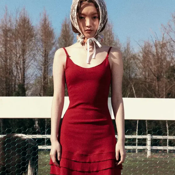 [BUNJANG] YOOHEE Eyelet Frill Dress (Red) / [새상품] 유희 아일렛 프릴 드레스 (RED)