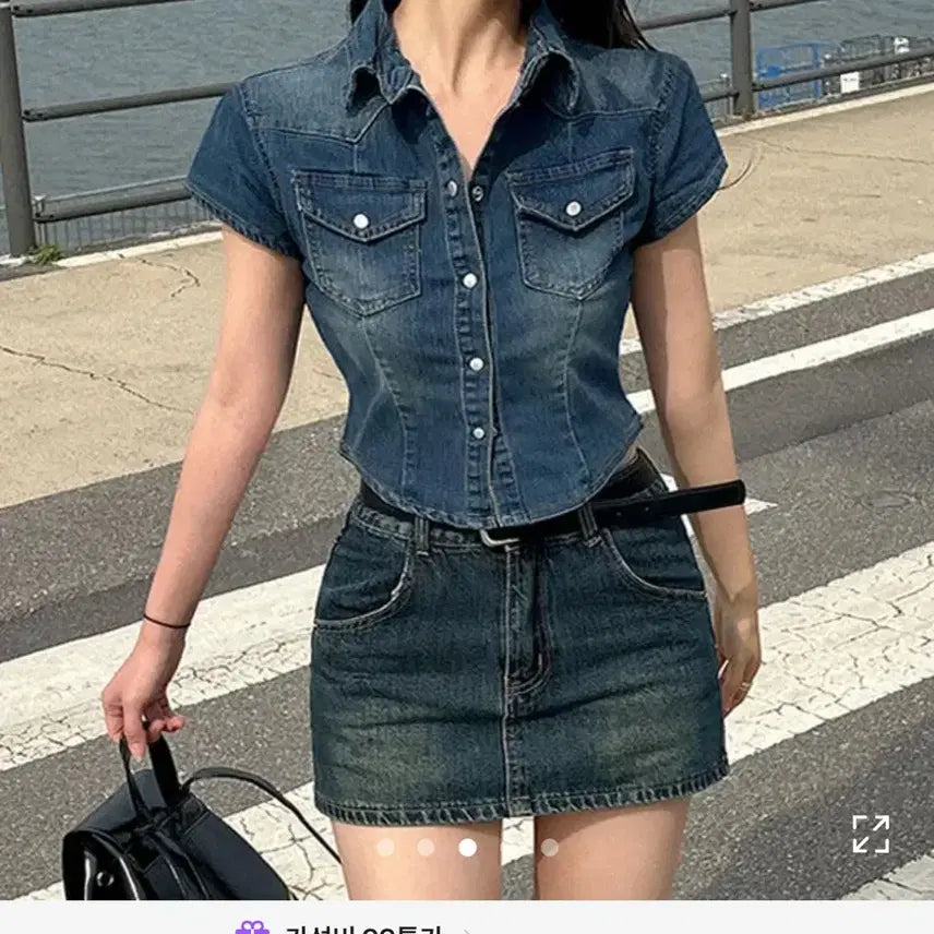 [BUNJANG] Denim Short Sleeve Shirt / (급처) 데님 반팔 셔츠