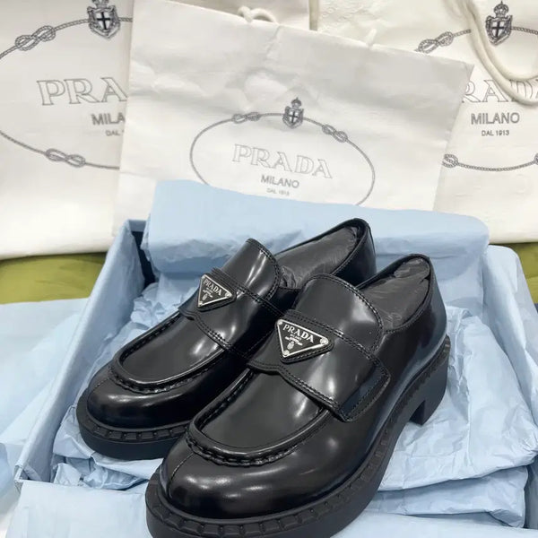 [BUNJANG] Prada Chocolate Brushed Leather Loafers Black / 프라다 초콜릿 브러시드 가죽 로퍼 블랙 구두 올해구매한상품