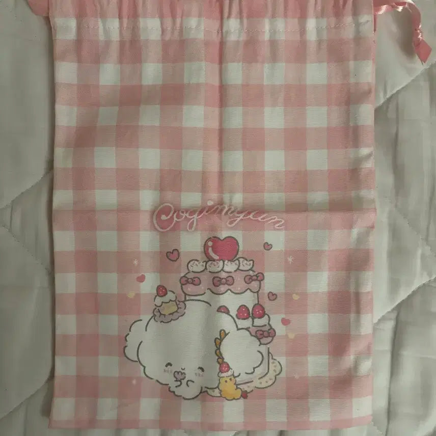 [BUNJANG] CorgiMung 10th Anniversary Pink Check Pouch / 코기뮹 10주년 핑크 체크 파우치