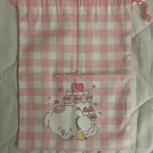 [BUNJANG] CorgiMung 10th Anniversary Pink Check Pouch / 코기뮹 10주년 핑크 체크 파우치