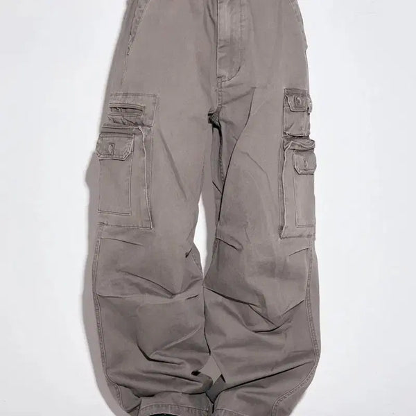 [BUNJANG] Looppon Felt Button Cargo Cotton Pants Unisex / [그레이S] 루프온 필트 버튼 카고 코튼 팬츠 빈티지 남녀공용 유니섹스 새깅