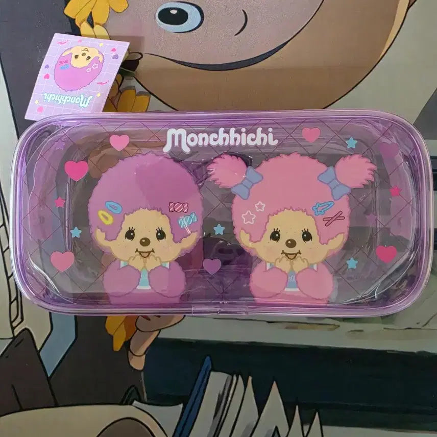 [BUNJANG] Monchhichi Transparent Pouch Pencil Case Storage Case / (정품)몬치치 투명 파우치 필통 소품 수납 케이스