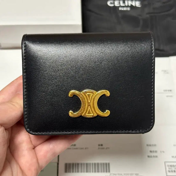 [BUNJANG] Celine Triomphe Compact Wallet Black Leather / [풀구성] 셀린느 트리옹프 컴팩트 월렛 반지갑 블랙