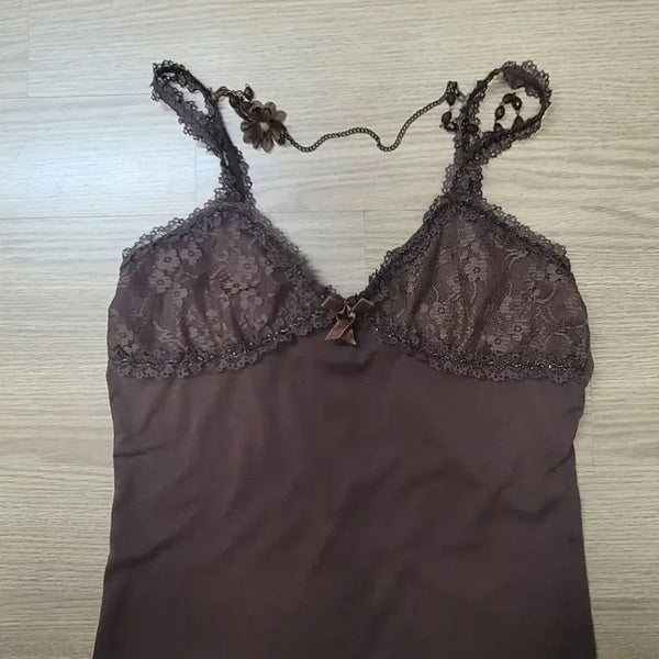 [BUNJANG] Liz Lisa Brown Lace Camisole / 리즈리사 브라운 레이스 나시 희귀