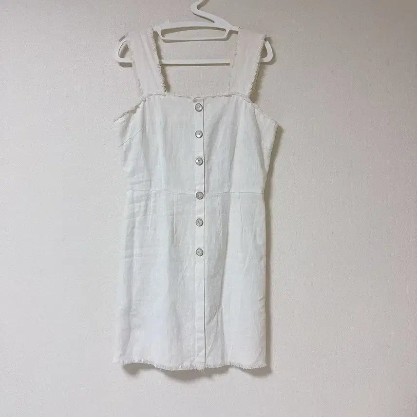 [BUNJANG] White Linen Button Mini Dress / 화이트 린넨 버튼 원피스