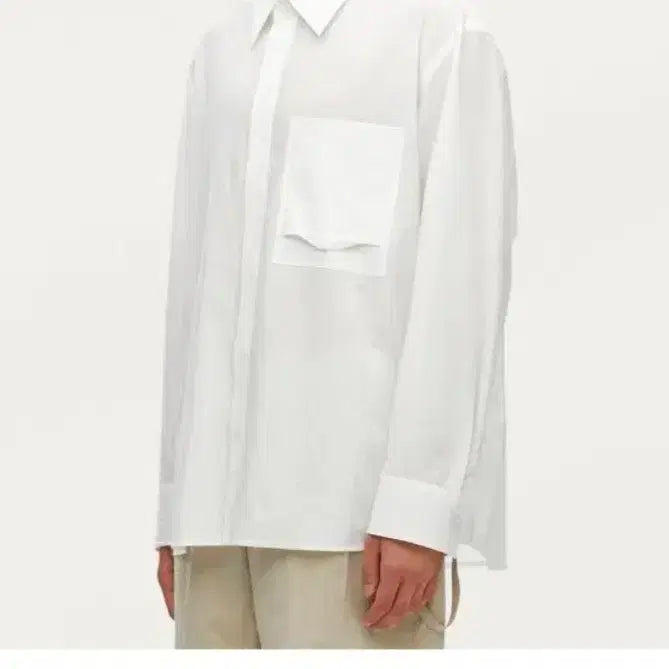 [BUNJANG] Solid Homme Oversized Fit Hidden Button White Shirt / (46) 솔리드옴므 오버핏 히든버튼 화이트 셔츠