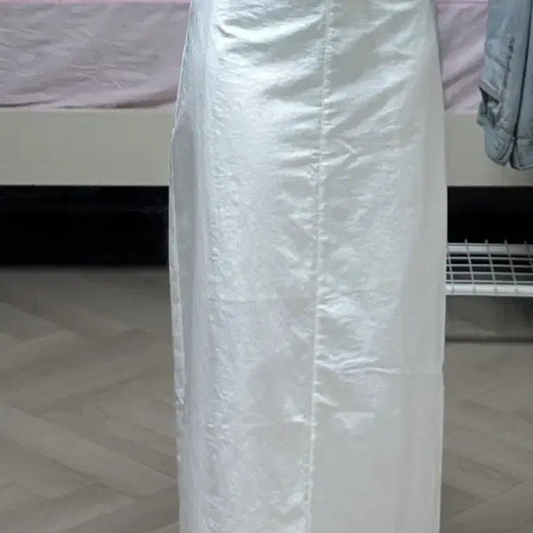 [BUNJANG] Nylon Maxi Long Skirt - Ivory, Size S / 나일론 맥시 롱스커트 S 새상품