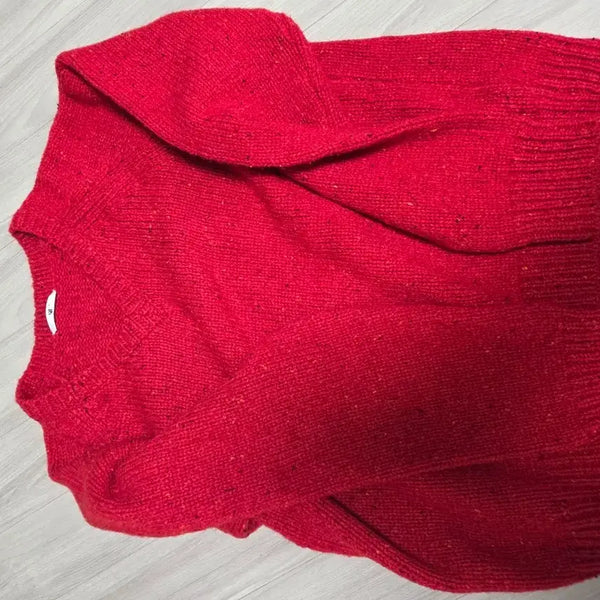 [BUNJANG] STU V-Neck Red Knit / stu 브이넥 레드 니트