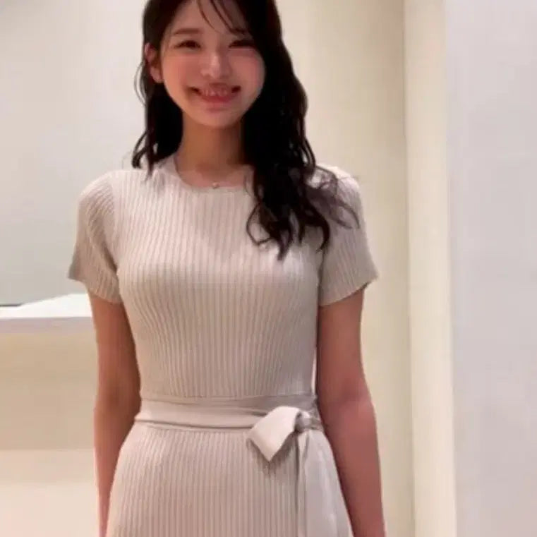 [BUNJANG] SIE Apron Wrap Knit Dress Soy Beige / 시에 에이프런 랩 니트 원피스 소이베이지 새상품