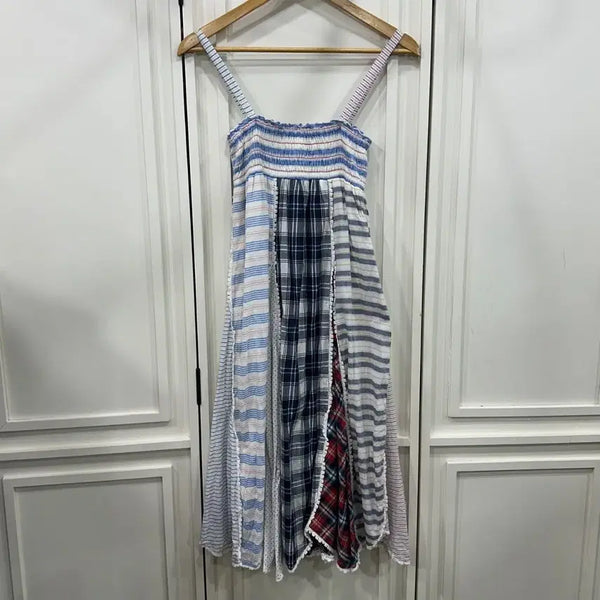 [BUNJANG] 90ans Patchwork Smoking Lace Bustier Long Dress / 90ans 패치워크 스모킹 레이스 뷔스티에 롱 원피스