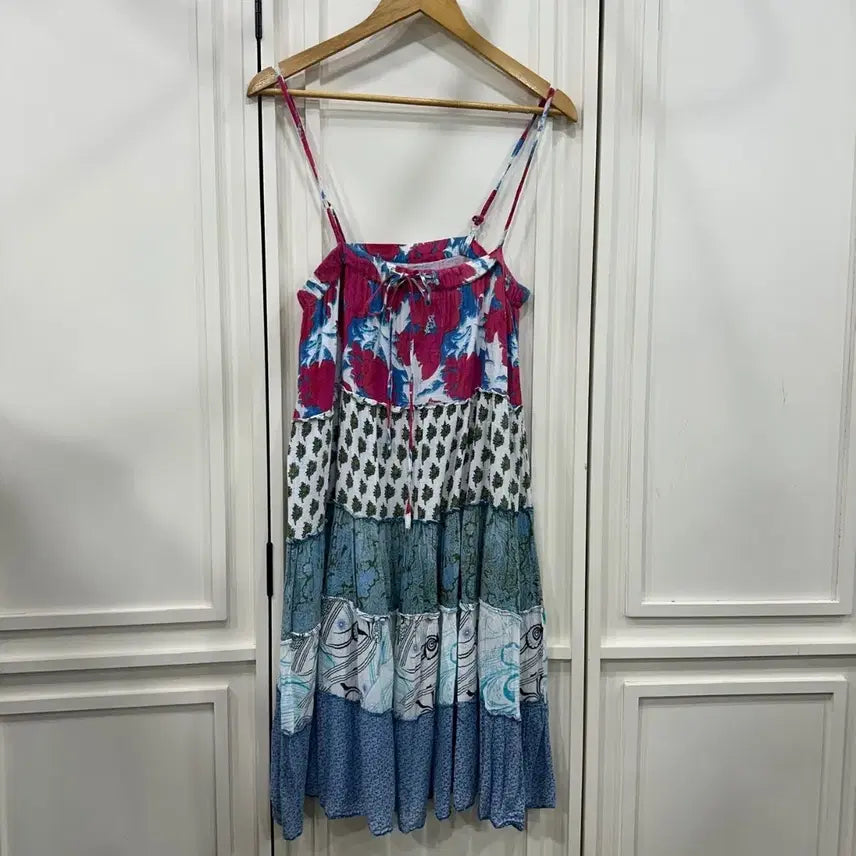 [BUNJANG] Ethnic Patchwork Tiered Bustier Dress / 에스닉 패치워크 티어드 뷔스티에 원피스