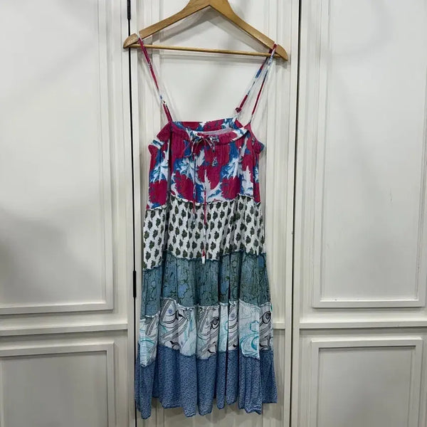 [BUNJANG] Ethnic Patchwork Tiered Bustier Dress / 에스닉 패치워크 티어드 뷔스티에 원피스