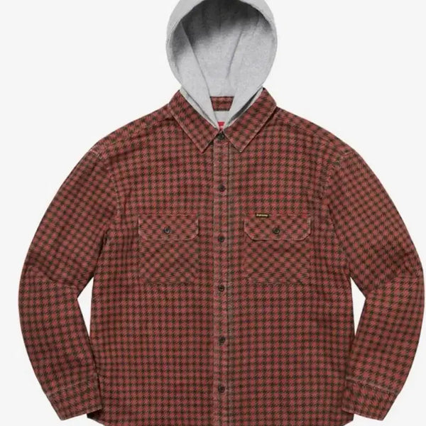 [BUNJANG] Supreme Houndstooth Flannel Hooded Shirt / 슈프림하운드스투스 플란넬후드셔츠
