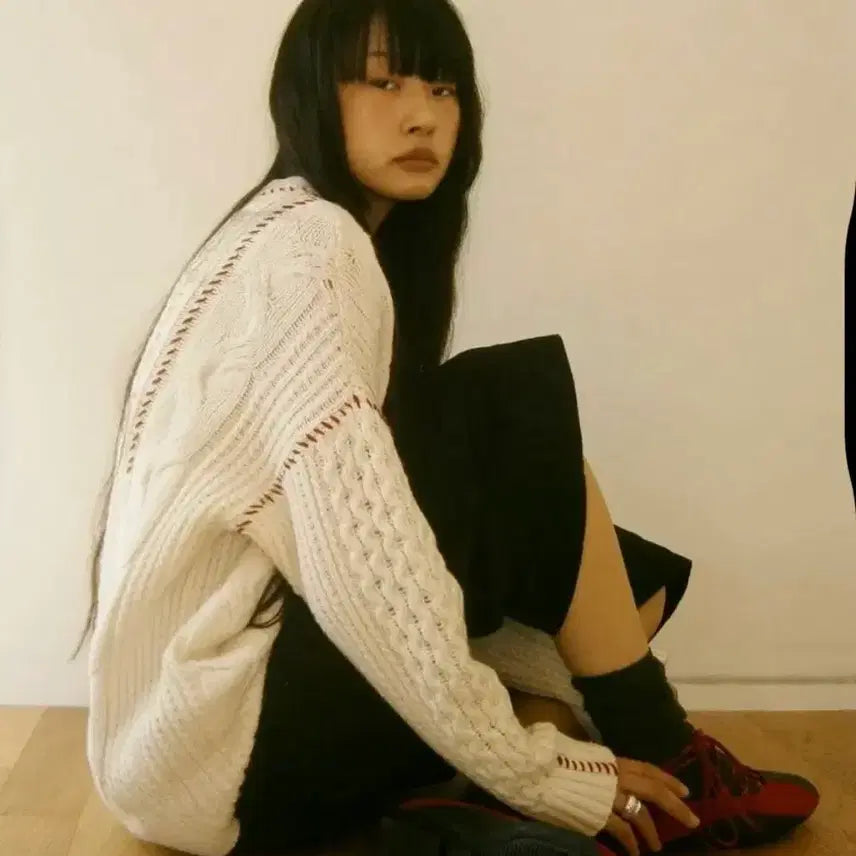 [BUNJANG] Miloumon Cable Knit Cream / 밀로우먼 케이블 니트 크림