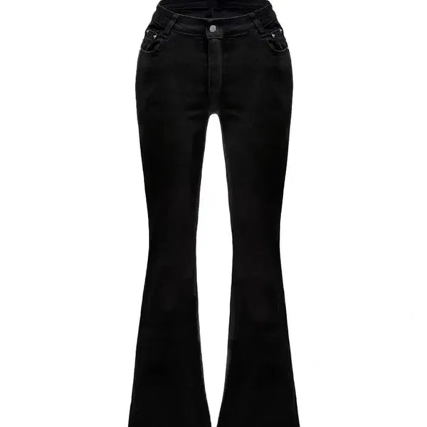 [BUNJANG] Built-in Hip Pad Long Bootcut Black Jeans / [골반패드 힙딥커버]Long boots cut black jean
