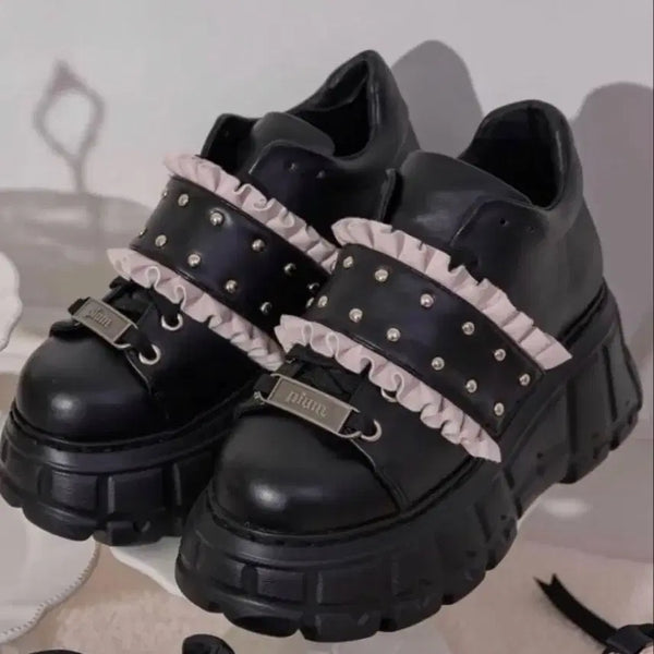 [BUNJANG] Pium Black Pink Sneakers / pium 피움 스니커즈 블랙 핑크 S 225 230