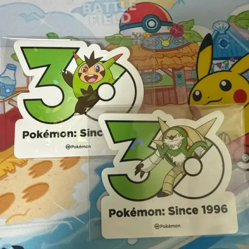[BUNJANG] Pokemon 30th Anniversary Sticker Bundle - Dedenne & Chesnaught / 포켓몬스터 30주년 스티커 - 도치보구, 브리가론 일괄