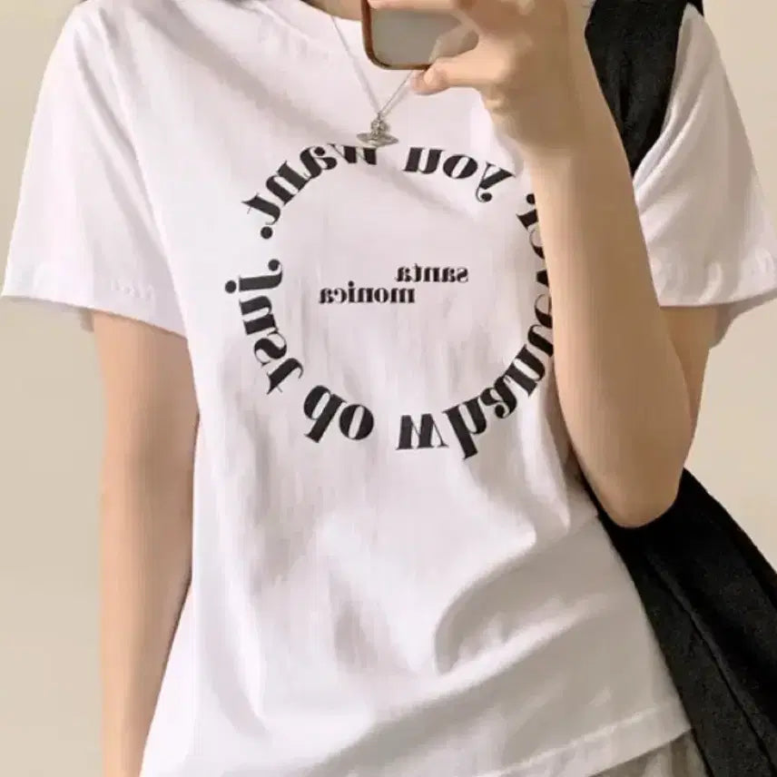 [BUNJANG] Lettering Basic Fit Semi-Crop T-shirt / 레터링 기본핏 세미크롭 반팔티