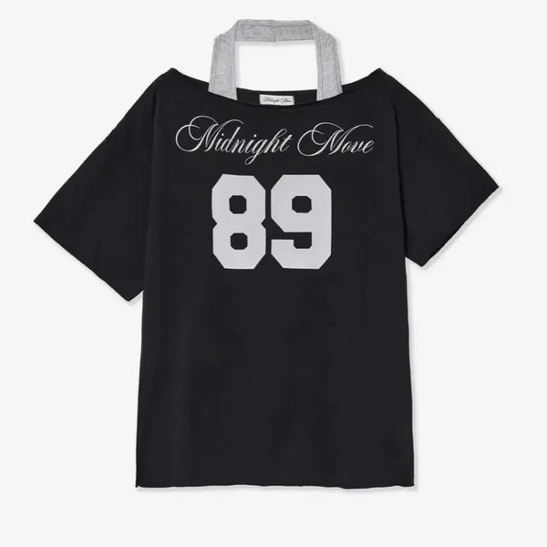 [BUNJANG] Midnight Move 89 One Shoulder Tee Black / 미드나잇무브 세트 89 원숄더 티 블랙