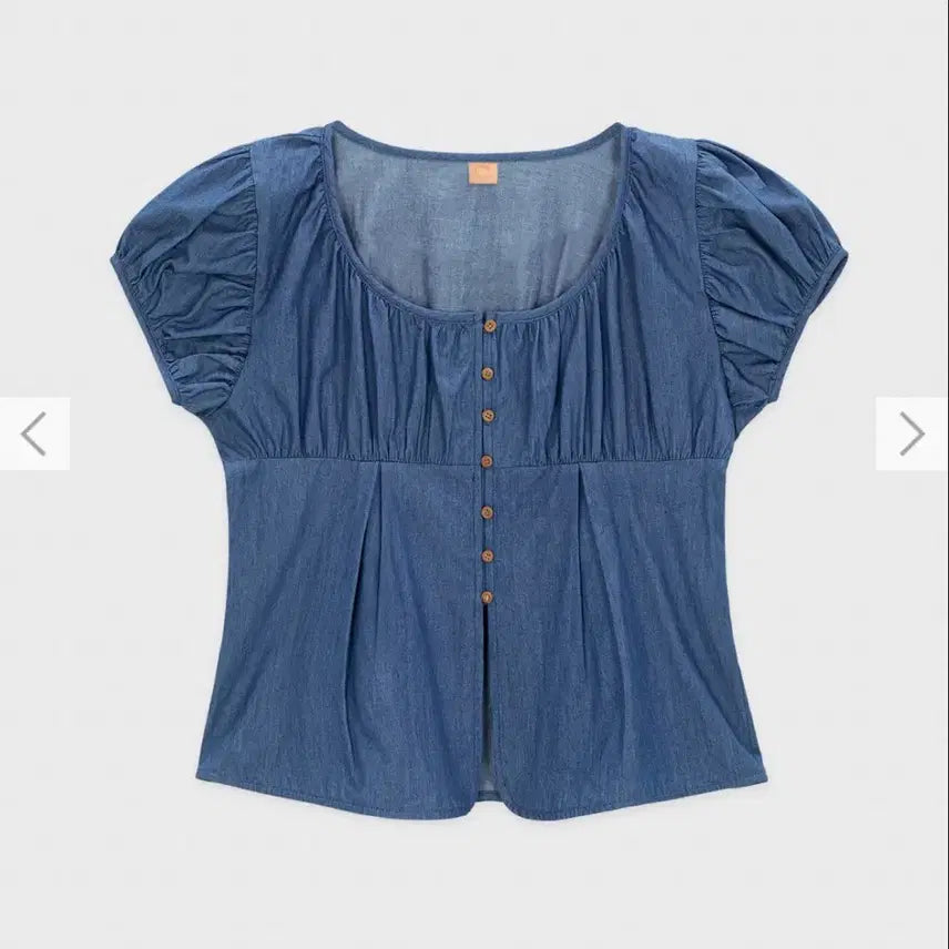 [BUNJANG] SINOON Denim Shirring Puff Blouse / 시눈 데님 셔링 퍼프 블라우스
