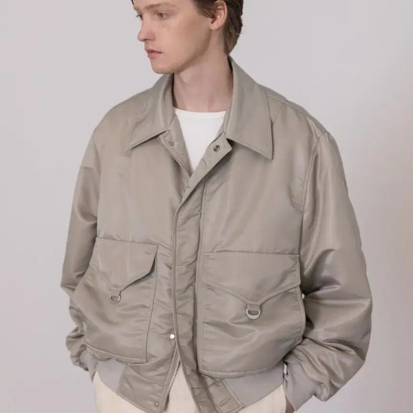 [BUNJANG] Bellie Padded Oversized Bomber Warm Grey / 벨리에 패디드 오버사이즈 봄버 웜그레이
