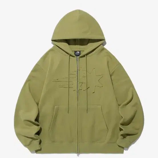 [BUNJANG] Nice Ghost Club Zip-Up Hoodie Olive / 나이스고스트클럽 후드집업