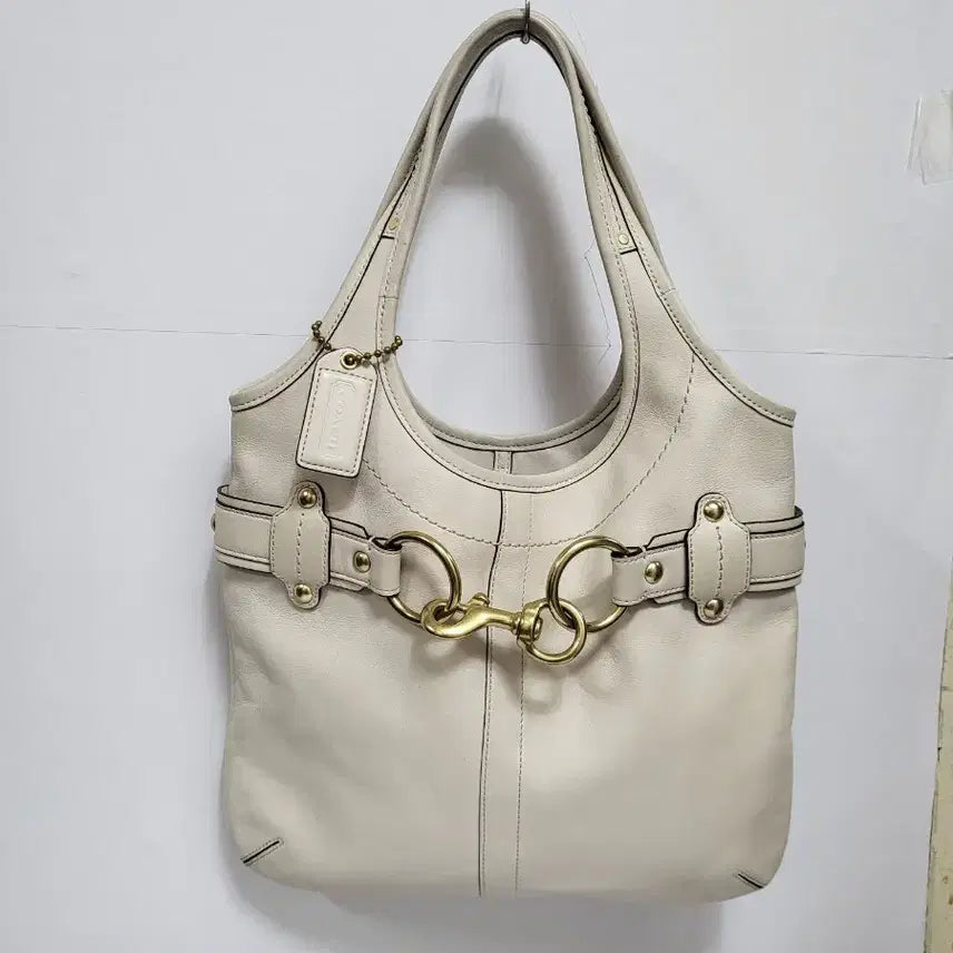 [BUNJANG] Coach Ivory Leather Shoulder Bag / 코치 가방 아이보리 숄더백(무료배송)