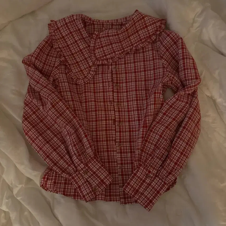 [BUNJANG] Red Plaid Short Sleeve Shirt / 체크무늬 숏셔츠