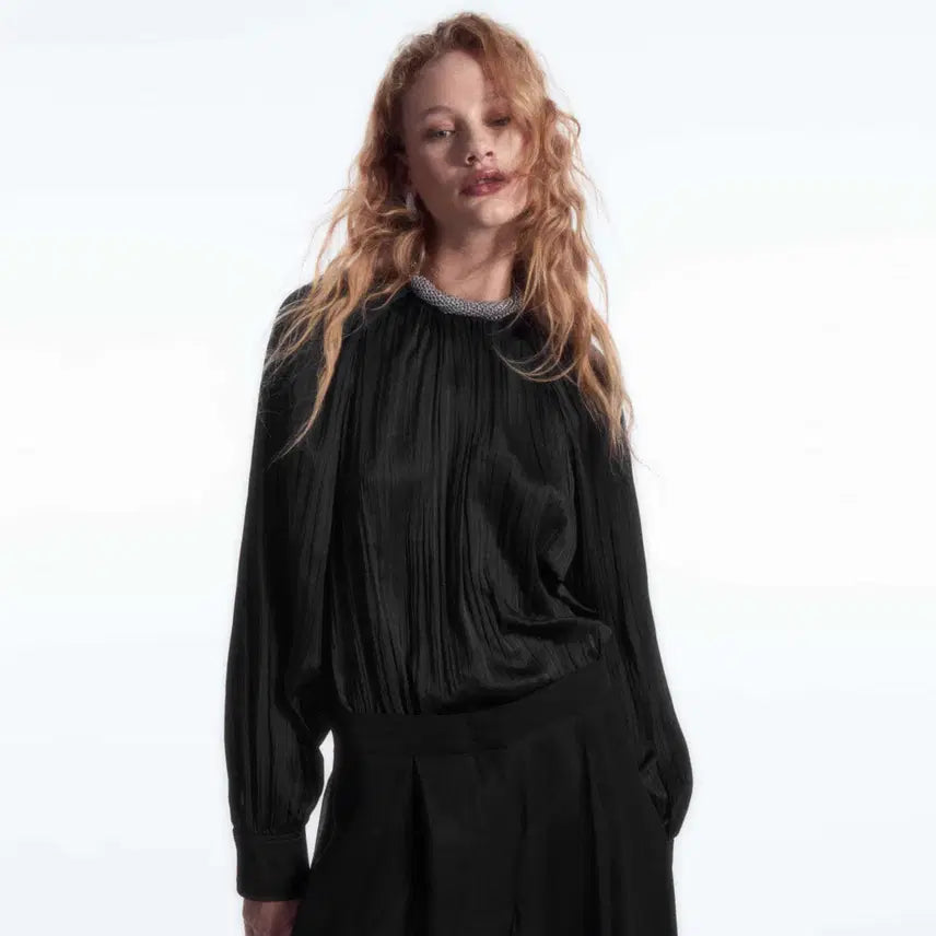 [BUNJANG] COS Pleated Blouse Black Size 36 / COS 플리세 블라우스 55-66