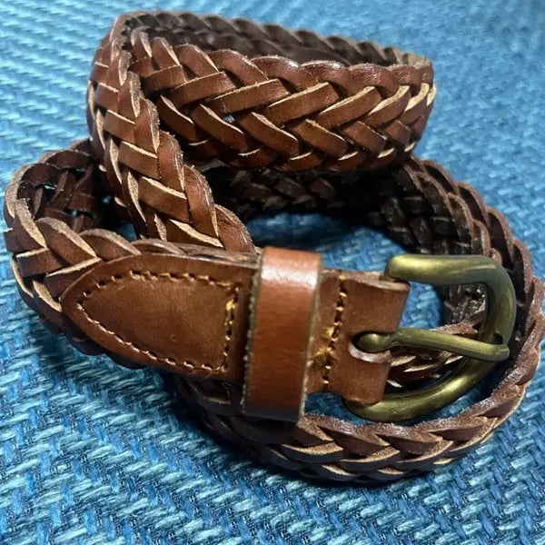 [BUNJANG] Genuine Leather Twisted Belt / 천연가죽 위빙 벨트 꽈배기벨트