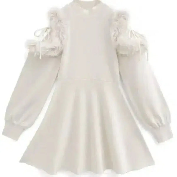 [BUNJANG] GRL White Fur Off-Shoulder Knit Dress / 급전) GRL 그레일 화이트 퍼 오프숄더 니트 원피스 스나계 지뢰계 양산형 일브