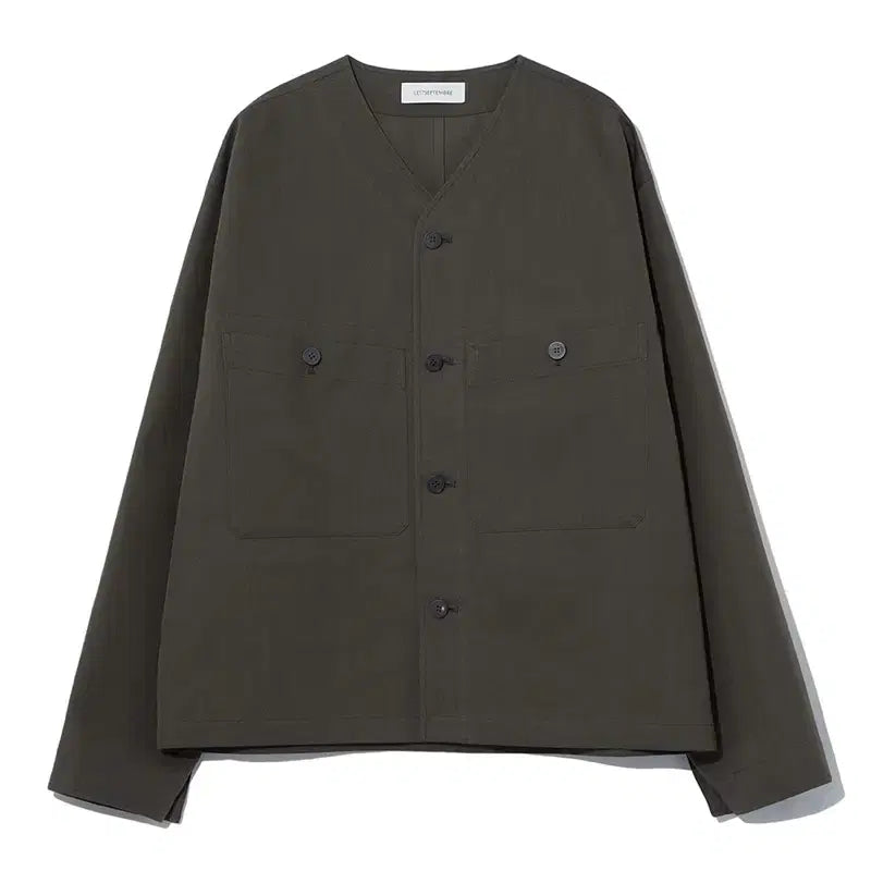 [BUNJANG] 26S/S Collarless Work Jacket - Brown / 르917 카라리스 워크 자켓