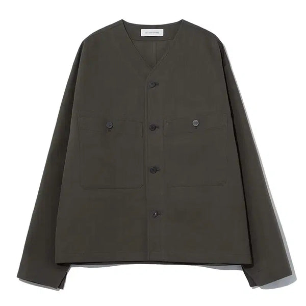 [BUNJANG] 26S/S Collarless Work Jacket - Brown / 르917 카라리스 워크 자켓