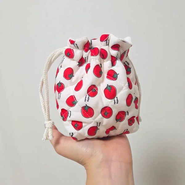 [BUNJANG] Handmade Tomato Dumpling Drawstring Pouch / 토마토파우치 핸드메이드 복조리파우치 만두파우치 토마토코어
