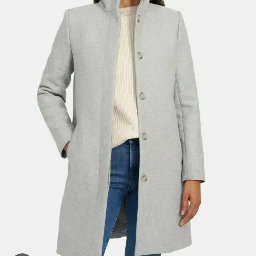 [BUNJANG] Theory Wool Cashmere Blend Coat Light Grey Size M / 띠어리(Theory) 스탠카라코트