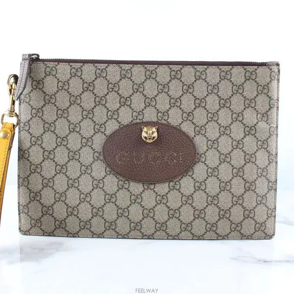 [BUNJANG] Gucci GG Supreme Jaguar Clutch / 구찌 GG 수프림 재규어 클러치