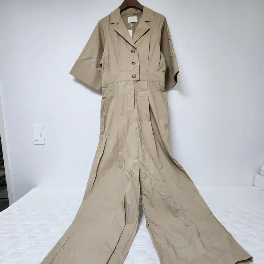 [BUNJANG] Hercloset Beige Jumpsuit Wide Pants / Hercloset 베이지색 점프수트 와이드 팬츠